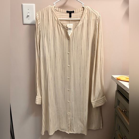 Eileen Fisher Tops - Eileen Fisher Painterly Striped Silk Long Shirt